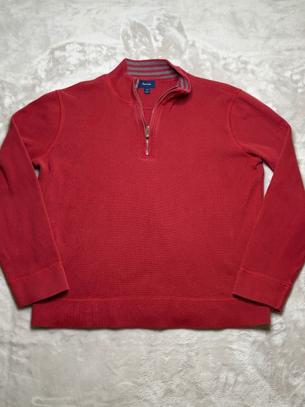 Faconnable 1/4 Zip Sweater Mens M Red Golf Casual 100% Cotton Preppy Pullover